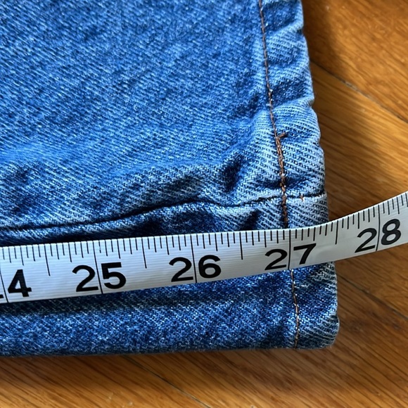 90s Vintage 100% Cotton Rigid Flare Jeans High Rise Sporty Stripe Denim Sz 0 / 1 - Picture 12 of 13